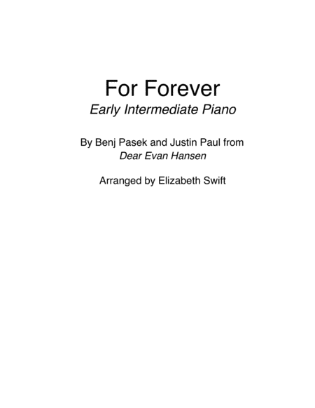 For Forever From Dear Evan Hansen Sheet Music