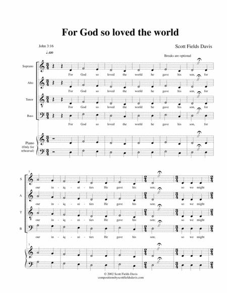 For God So Loved The World Sheet Music