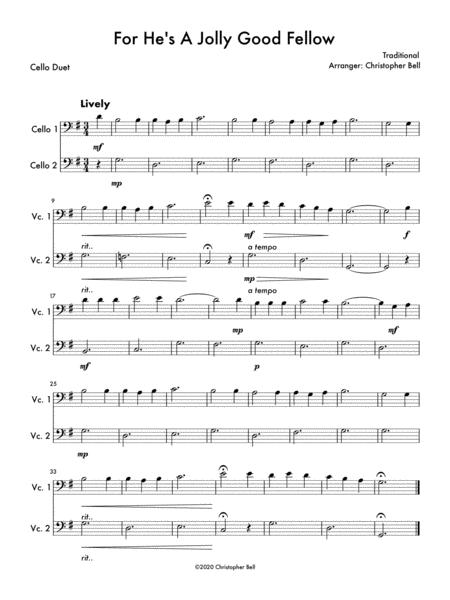 Free Sheet Music For Hes A Jolly Good Fellow Cello Duet