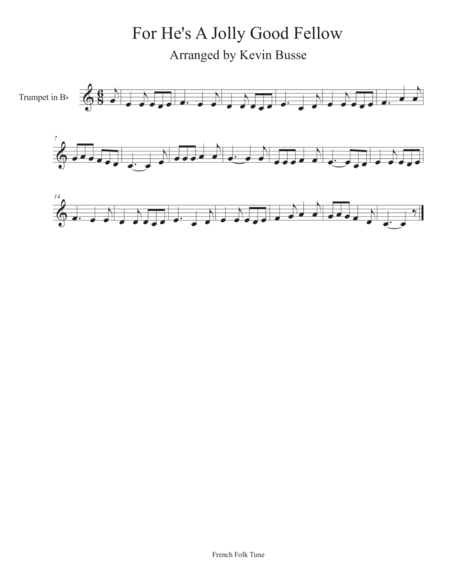 Free Sheet Music For Hes A Jolly Good Fellow Trumpet