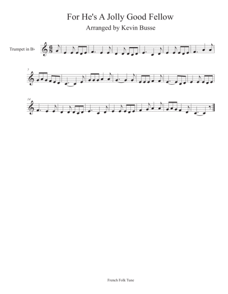 For Hes A Jolly Good Fellow Trumpet Sheet Music