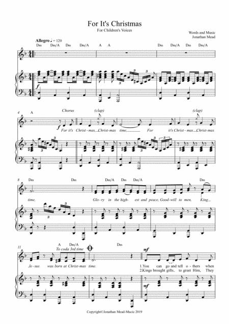 Free Sheet Music For Its Christmas A Fun Song For Childrens Voices