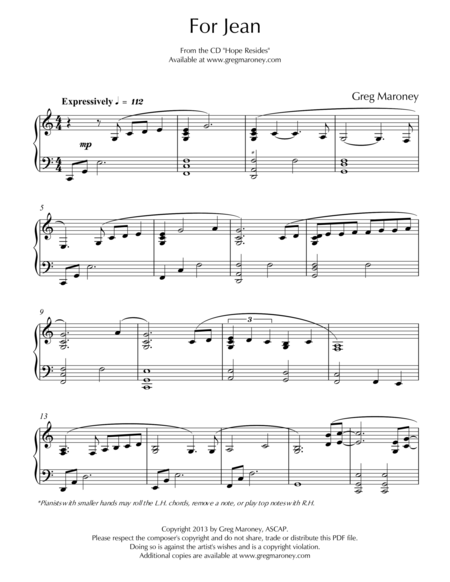 Free Sheet Music For Jean