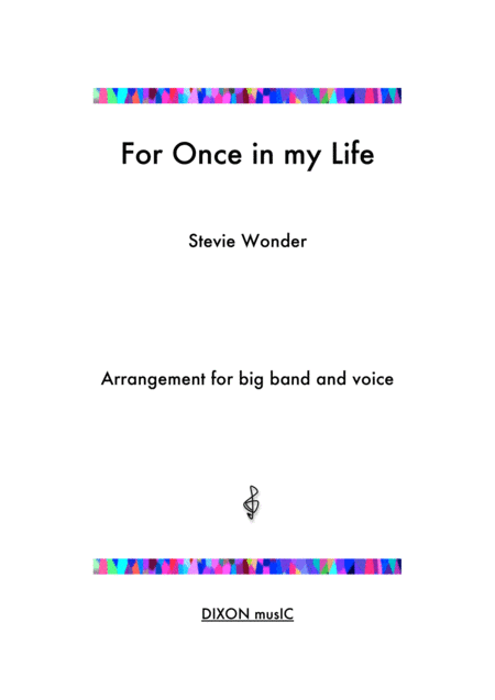 For Once In My Life Arrangement For Big Band And Voice Sheet Music