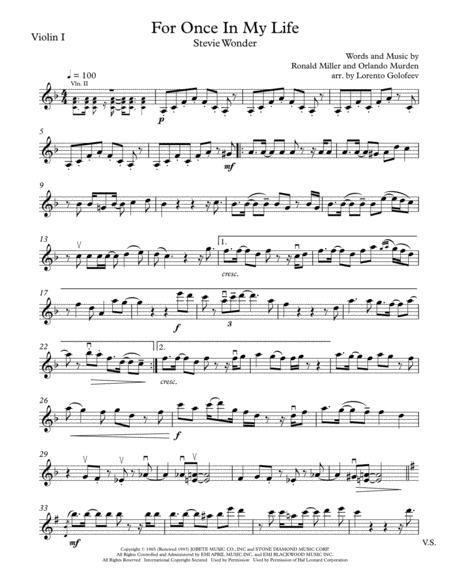 Free Sheet Music For Once In My Life