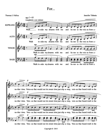 Free Sheet Music For Satb Music By Jennifer Tibbetts And Words By Thomas J Fallica