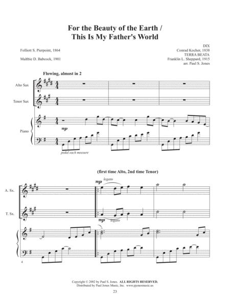 For The Beauty Of The Earth This Is My Fathers World Saxophone Duet Sheet Music