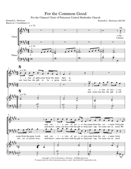 For The Common Good 2 Part Mixed Voices Sheet Music