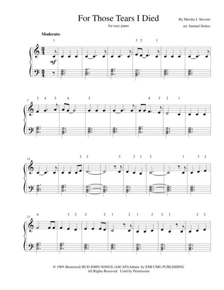 For Those Tears I Died For Easy Piano Sheet Music