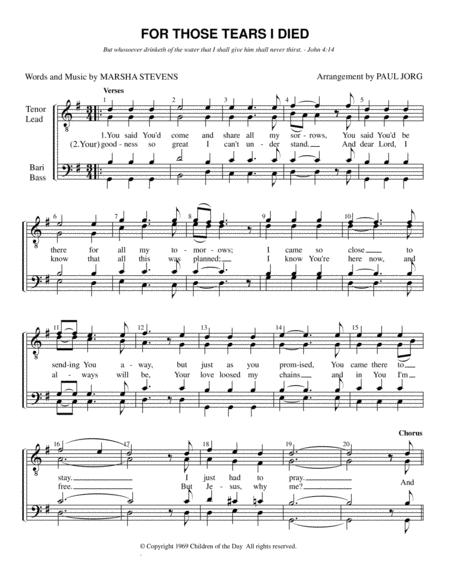 Free Sheet Music For Those Tears I Died