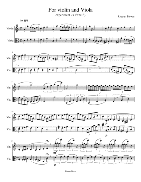 For Violin And Viola Experiment 2 Sheet Music