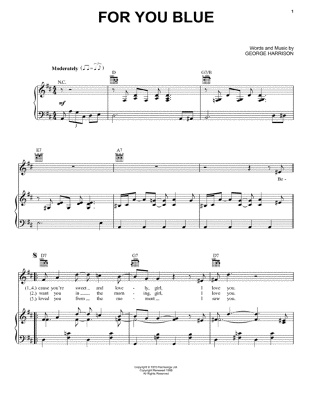 Free Sheet Music For You Blue