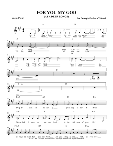 Free Sheet Music For You My God