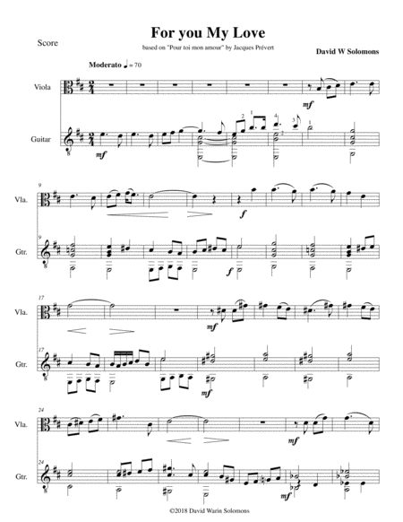 For You My Love For Viola And Guitar Sheet Music