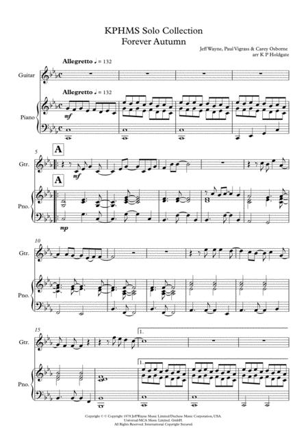 Free Sheet Music Forever Autumn Solo For Classical Guitar Piano In Eb Major