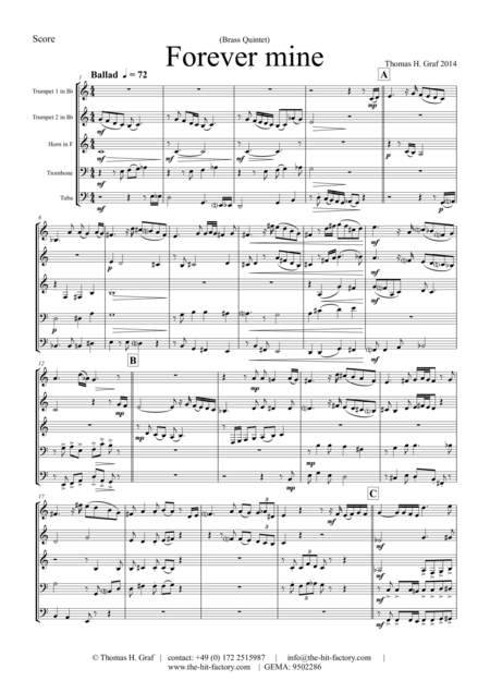 Forever Mine Brass Quintet Sheet Music