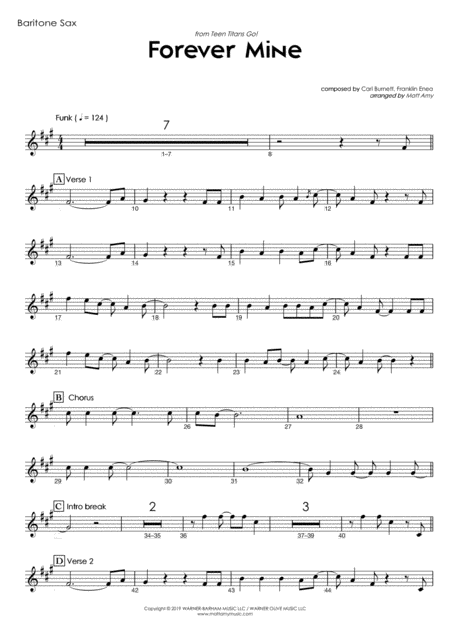 Forever Mine From Teen Titans Go Baritone Sax Play Along Sheet Music