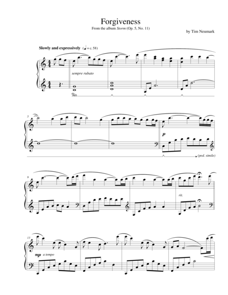 Forgiveness Sheet Music