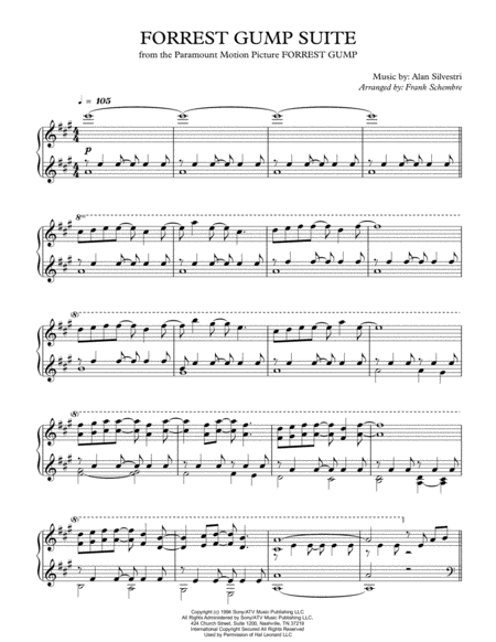 Forrest Gump Suite From The Paramount Motion Picture Forrest Gump Sheet Music