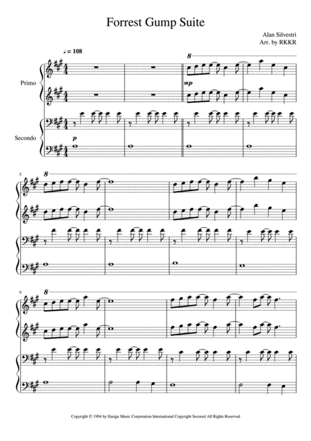 Forrest Gump Suite Piano Duet Sheet Music