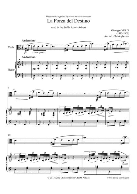 Forza Del Destino Viola Piano Sheet Music