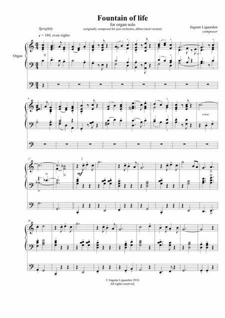 Fountain Of Life Organ Solo Sheet Music