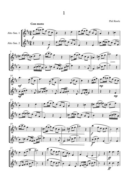 Free Sheet Music Four Alto Sax Duets No 1