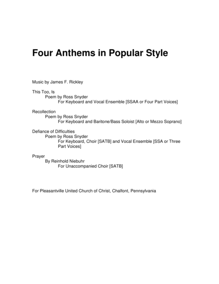 Free Sheet Music Four Anthems In Popular Style