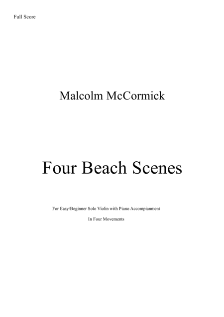 Free Sheet Music Four Beach Scenes For Beginner Easy Violin With Piano Accompaniment