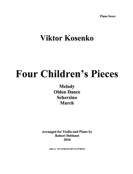 Four Childrens Pieces For Violin And Piano Sheet Music