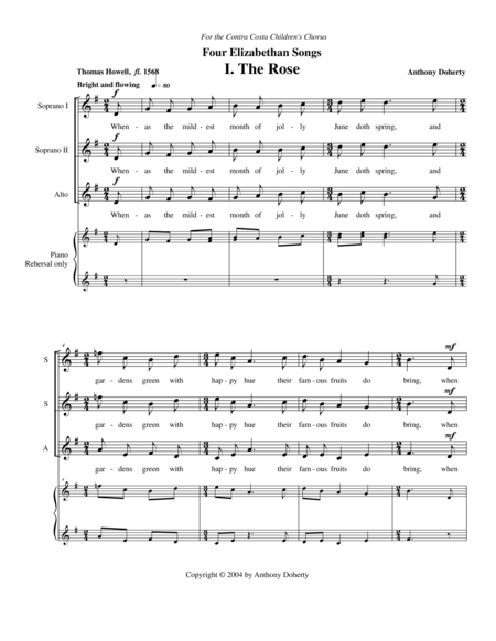 Free Sheet Music Four Elizabethan Songs