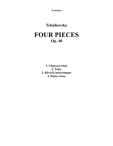 Four Pieces Op 40 For Trombone Piano Sheet Music