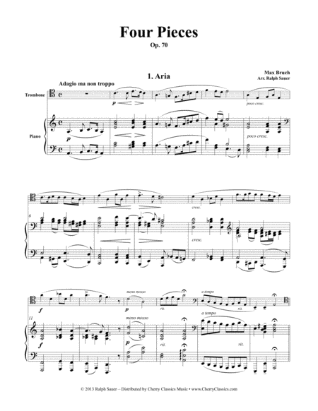 Four Pieces Op 70 For Trombone And Piano Sheet Music