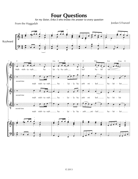 Free Sheet Music Four Questions