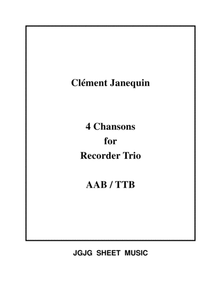 Four Renaissance Chansons For Recorder Trio Sheet Music