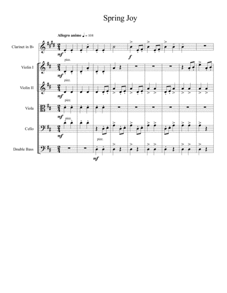 Four Seasons For Solo Clarinet In Bb And Young Orchestra Spring Summer Moods Sheet Music