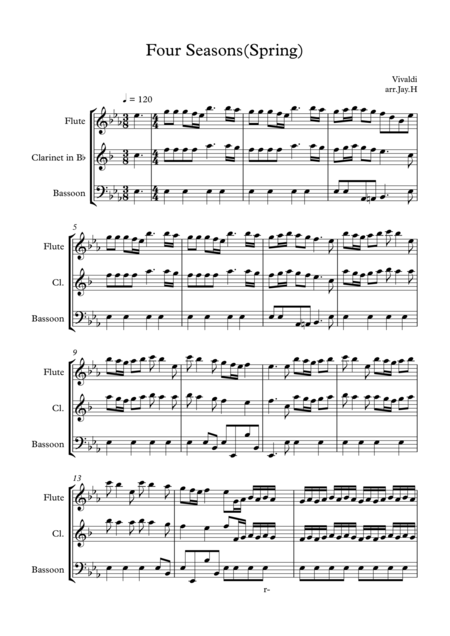 Four Seasons Spring For Wind Trio Sheet Music