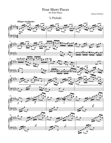 Free Sheet Music Four Short Pieces For Solo Piano