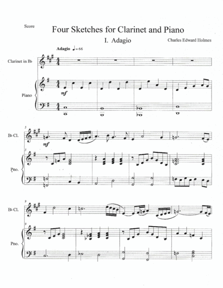 Free Sheet Music Four Sketches For Clarinet And Piano