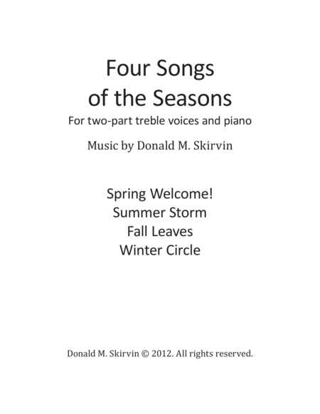 Free Sheet Music Four Songs Of The Seasons Two Part Treble Voices