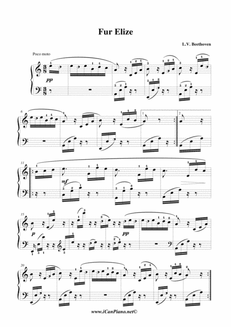 Fr Elise Beethoven Icanpiano Style Sheet Music