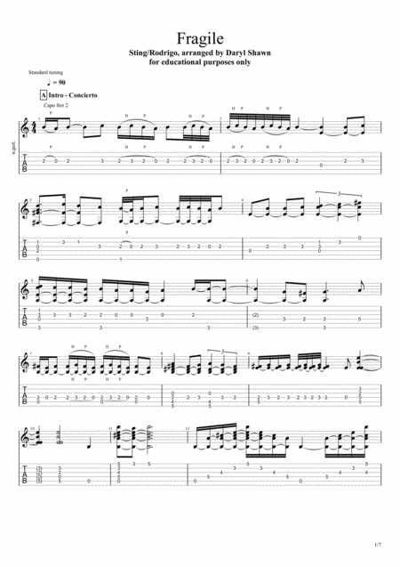 Fragile For Solo Fingerstyle Guitar Sheet Music