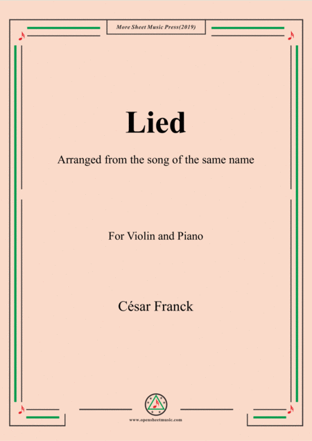 Franck Lied For Violin And Piano Sheet Music