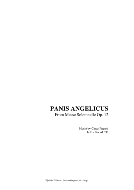 Franck Panis Angelicus For Alto And Organ Sheet Music