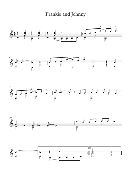 Free Sheet Music Frankie And Johnny American Traditional Song