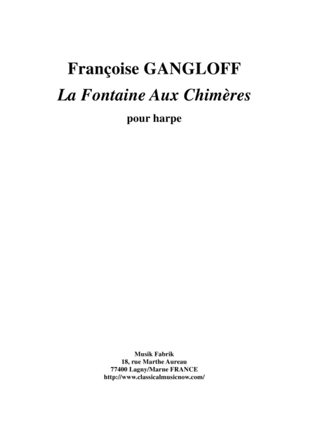 Franoise Gangloff La Fontaine Aux Chimres For Harp Sheet Music