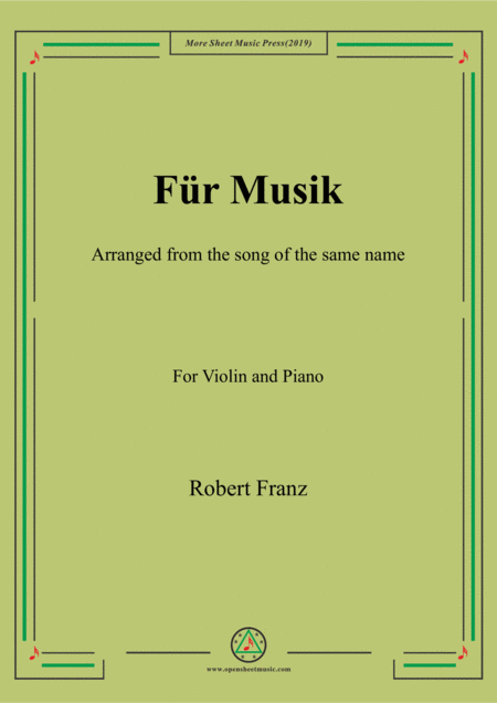 Franz Fr Musik For Violin And Piano Sheet Music