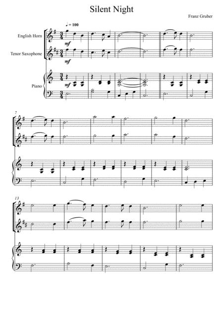 Franz Gruber Silent Night English Horn And Tenor Saxophone Duet Sheet Music