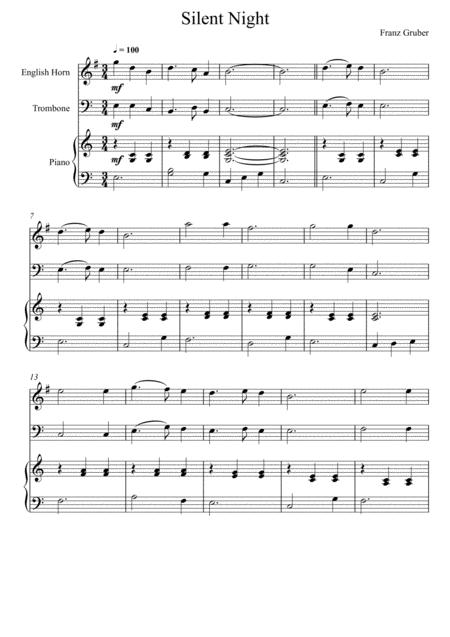 Free Sheet Music Franz Gruber Silent Night English Horn And Trombone Duet