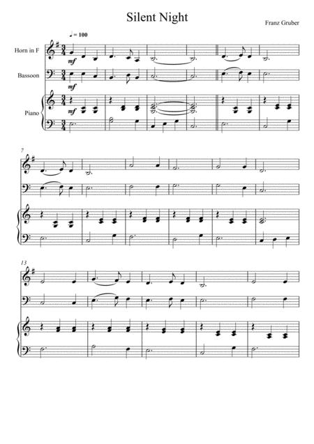 Franz Gruber Silent Night Horn In F And Bassoon Duet Sheet Music